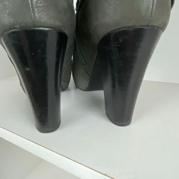 Mint Velvet Leather Grommet Accent Ankle Boots 39 Gray - Picture 5 of 13
